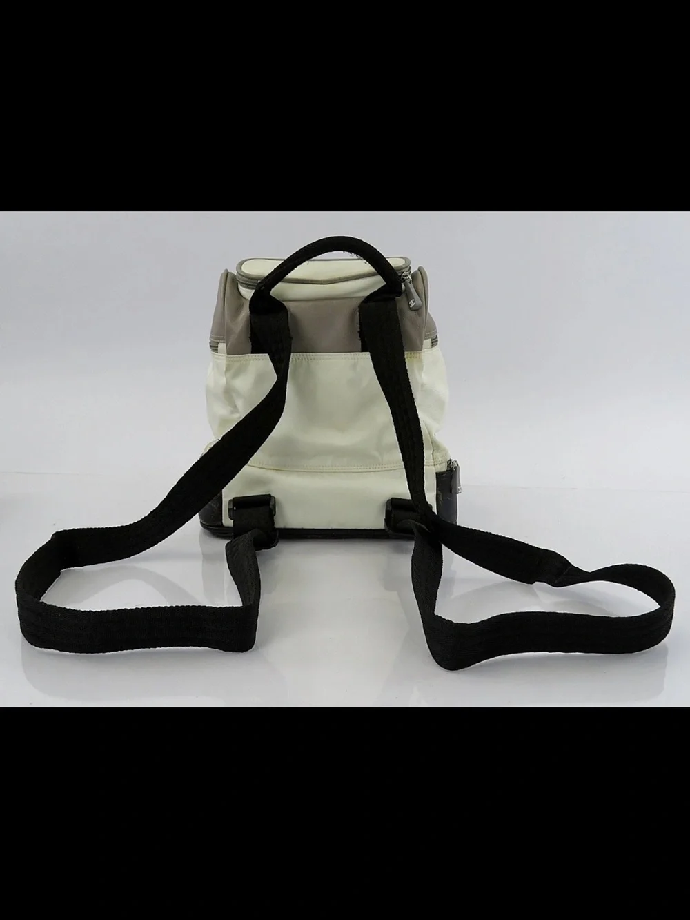 CHANEL Cream and Taupe Men's Canvas Backpack with Black Straps